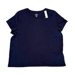 NWT J. Crew Essential Tee Women's 2X Navy Blue Short Sleeves New